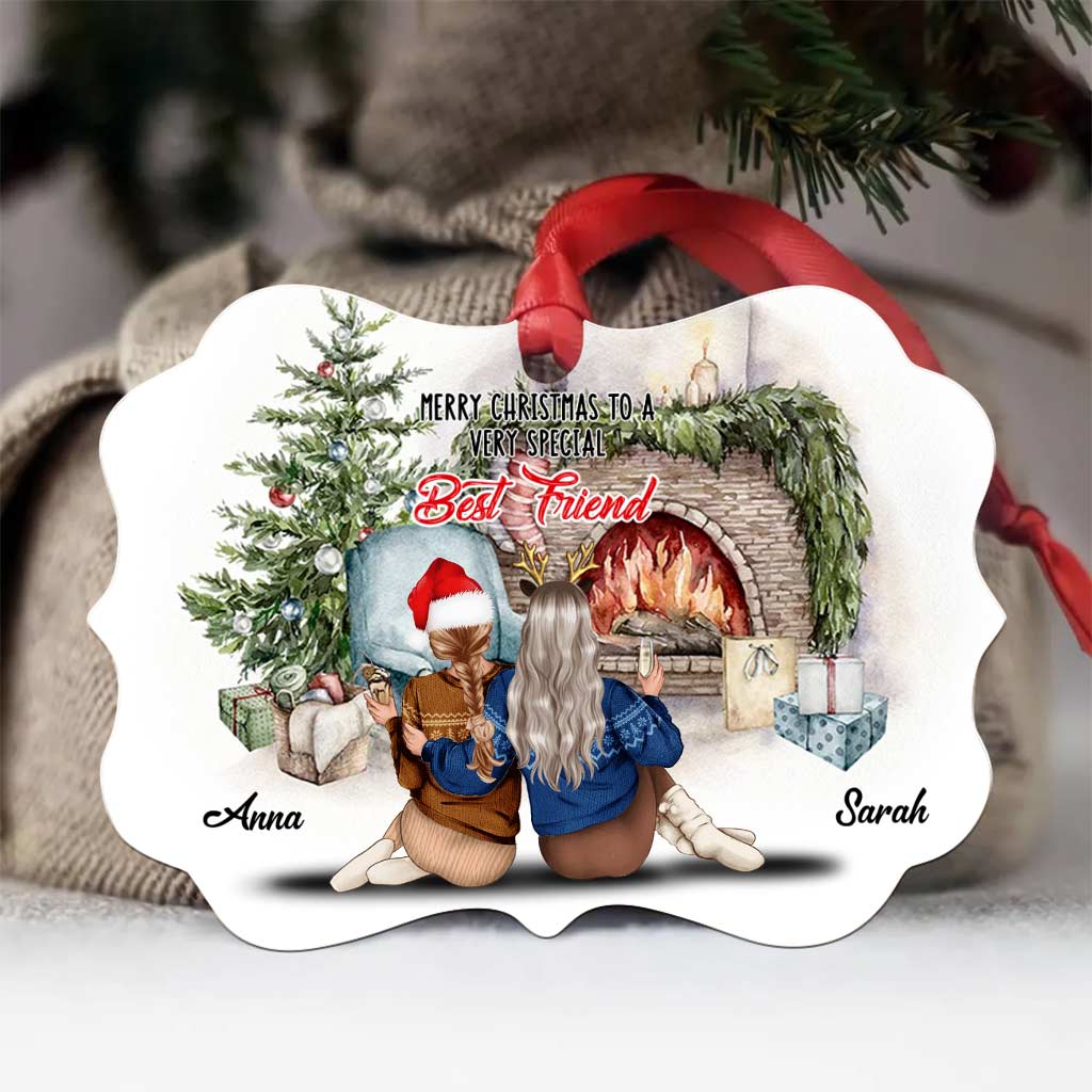 Best Friend Ornaments Christmas Medallion - Custom Christmas Ornament Gift - Personalized Friend Ornament Medallion