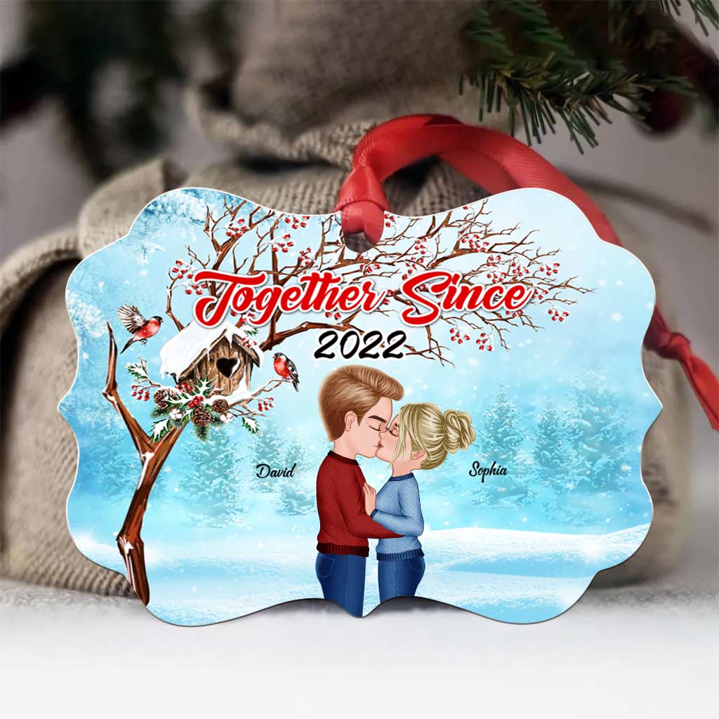 Doll Couple Kissing Ornaments Christmas Medallion - Custom Christmas Ornament Gift - Personalized Ornament Medallion